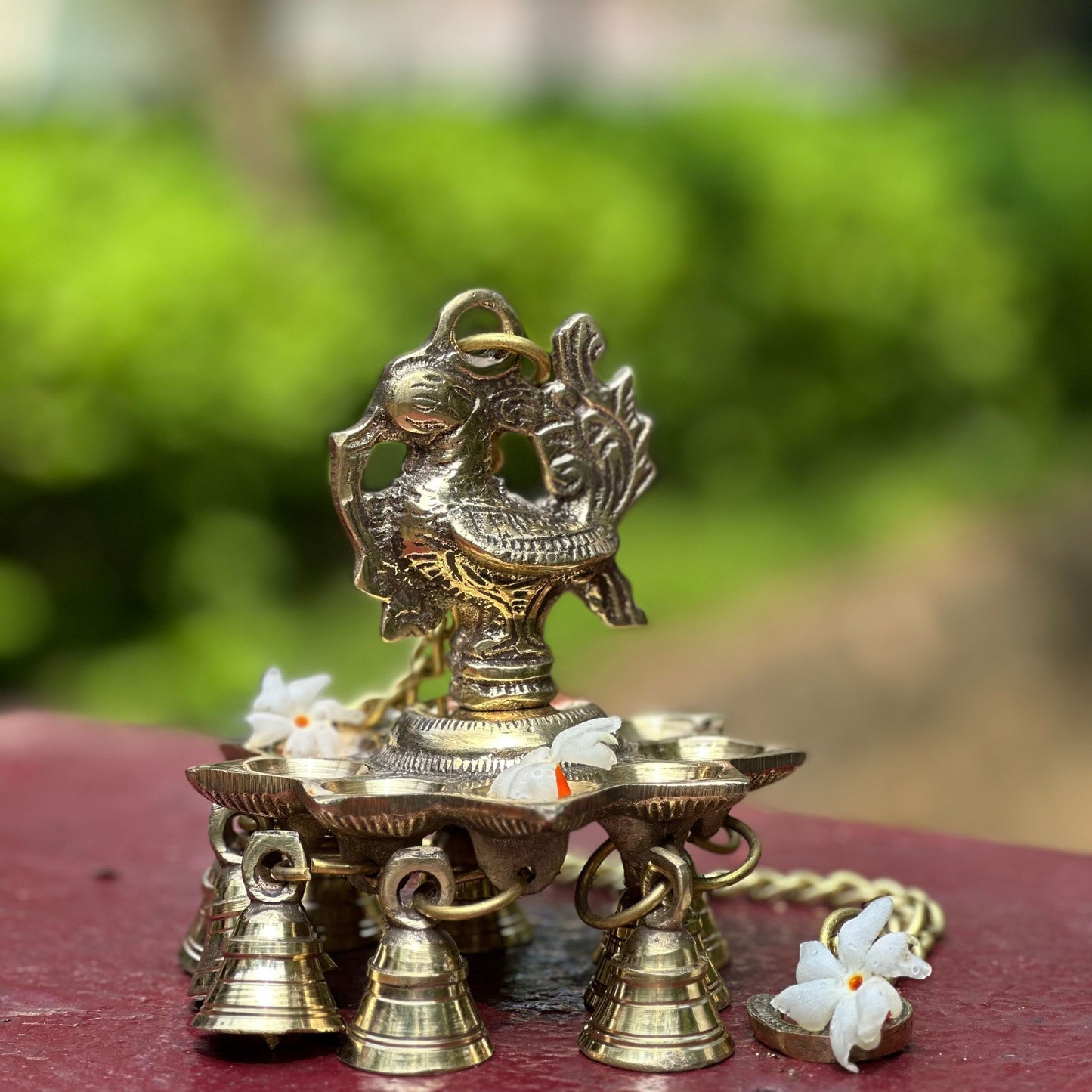 Mayilvizhi – Handcrafted Brass Hanging Lamp with Bells